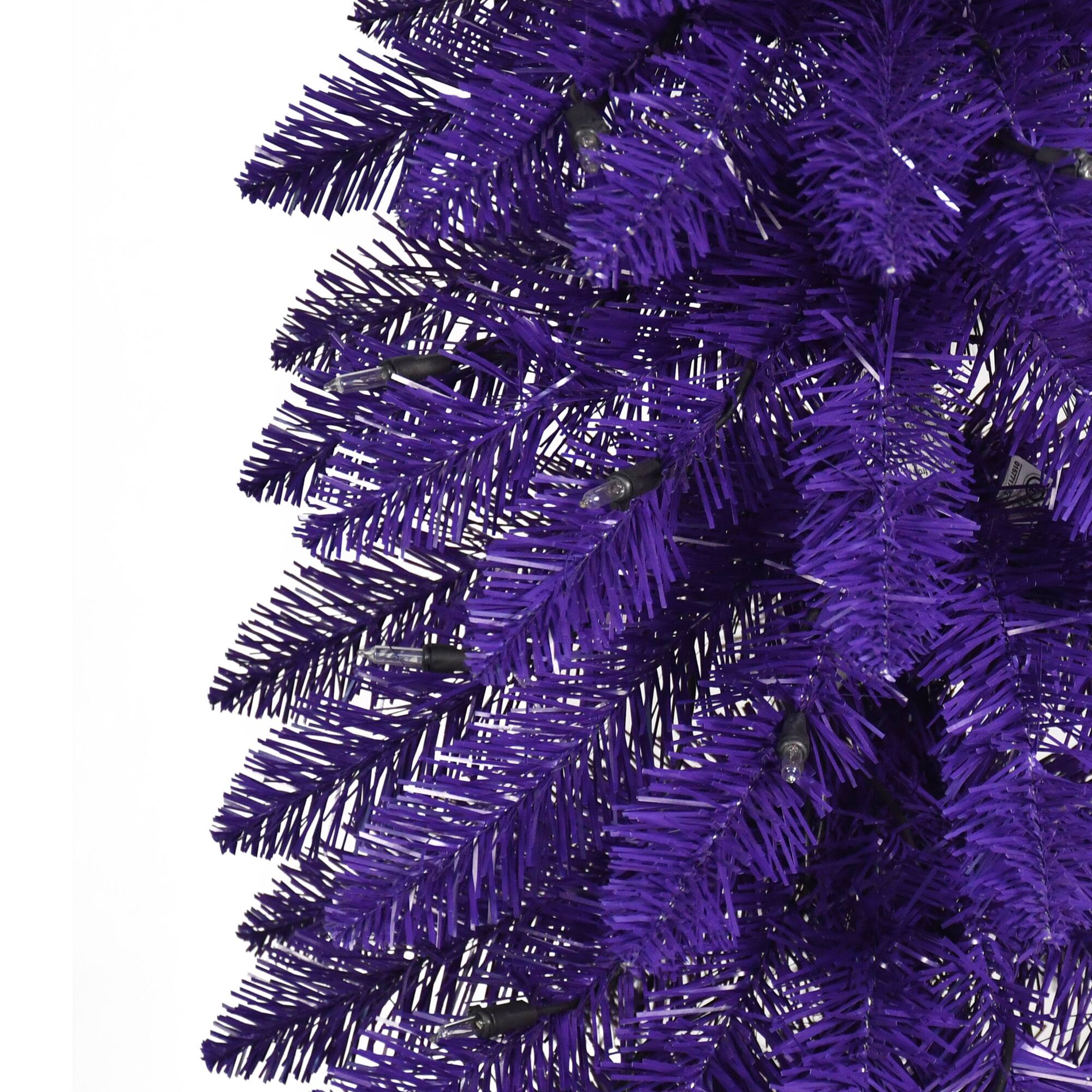 6ft. Pre-Lit Purple Alpine Pencil Artificial Christmas Tree, Clear Lights